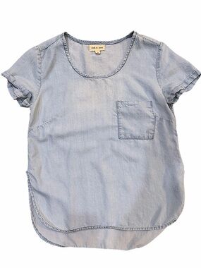 Cloth & Stone Light Blue High Low Pocket Top Coastal Western Tencel Size M